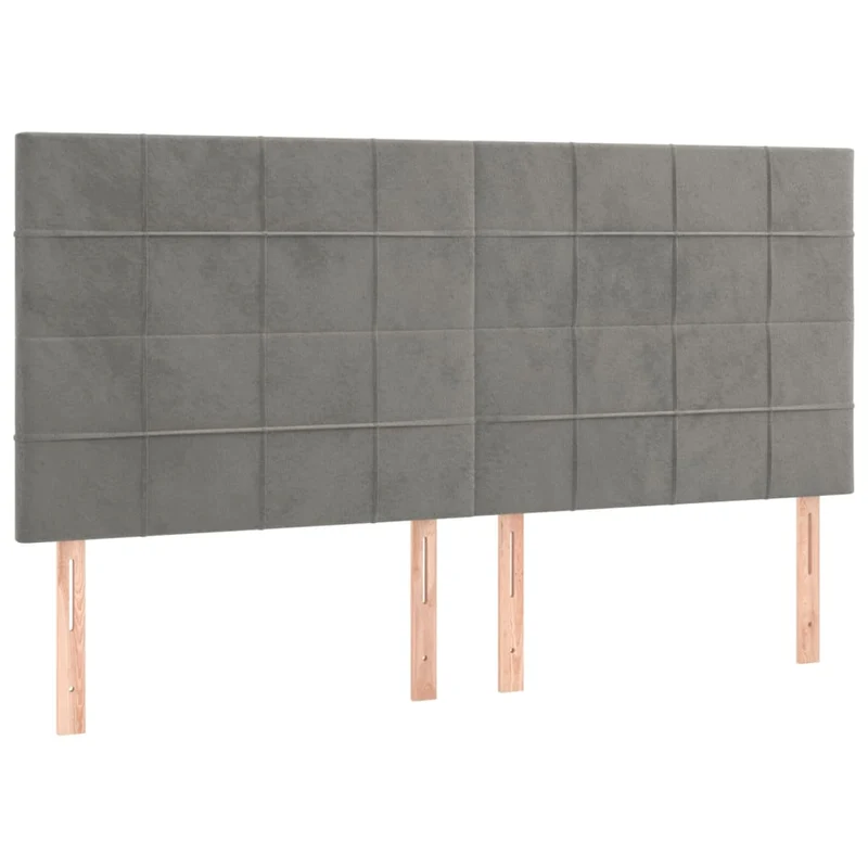 Tête de lit accessoire couchage chambre à coucher meuble 4 parties 100 x 5 x 78/88 cm tissu velours gris clair TDL0206041