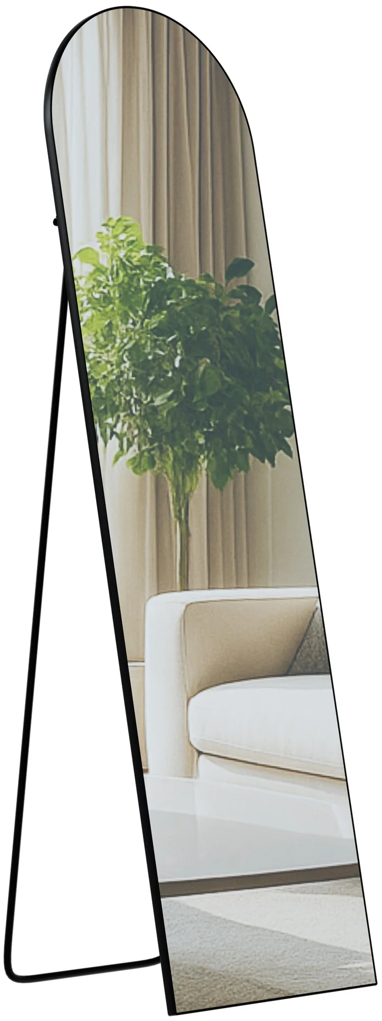 Miroir sur pied ou mural 140 × 40 cm cadre fin design élégant cadre métal noir brillant 10_0008475