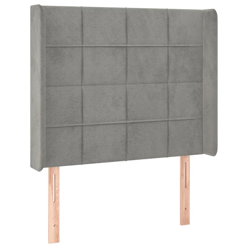 Tête de lit accessoire couchage chambre à coucher meuble à LED 103 x 16 x 118/128 cm tissu velours gris clair TDL0201428