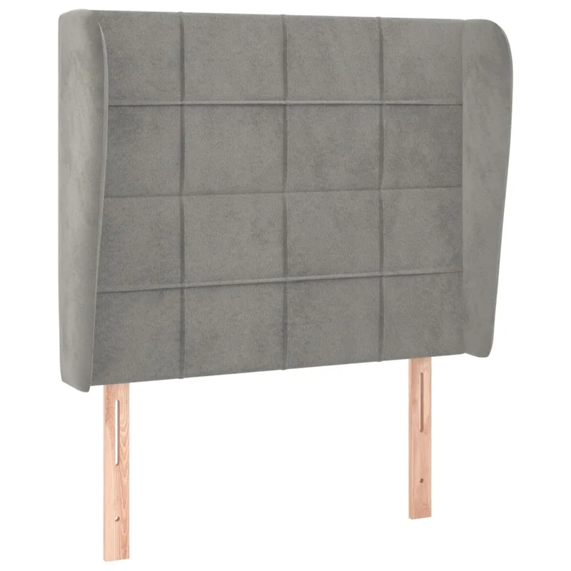 Tête de lit accessoire couchage chambre à coucher meuble avec rebord latéral 103 x 23 x 118/128 cm tissu velours gris clair TDL0205291