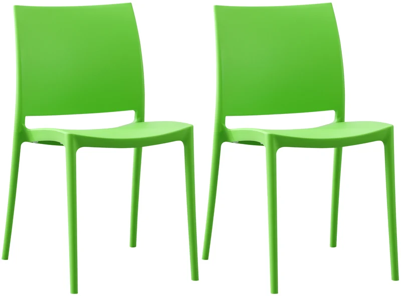 Lot de 2 chaises empilable design en plastique couleur vert résistant aux UV – jardin terrasse et intérieur 10_0007911