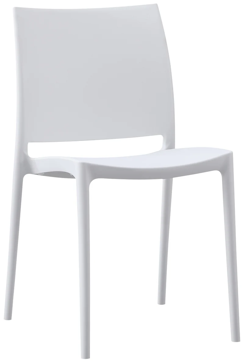 Chaise empilable design en plastique couleur blanc résistant aux UV – jardin terrasse et intérieur 10_0007895