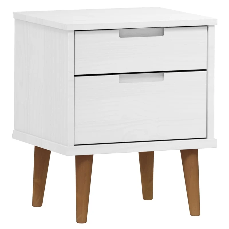 Table de chevet avec deux tiroirs 40 x 35 x 48 cm bois de pin blanc DEC034145