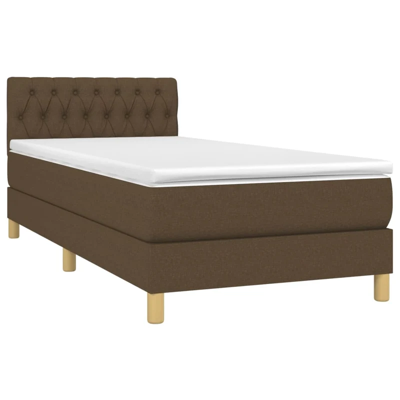 Cadre de lit LED avec sommier tête de lit matelas 90x200 cm tissu marron foncé TDL0208141