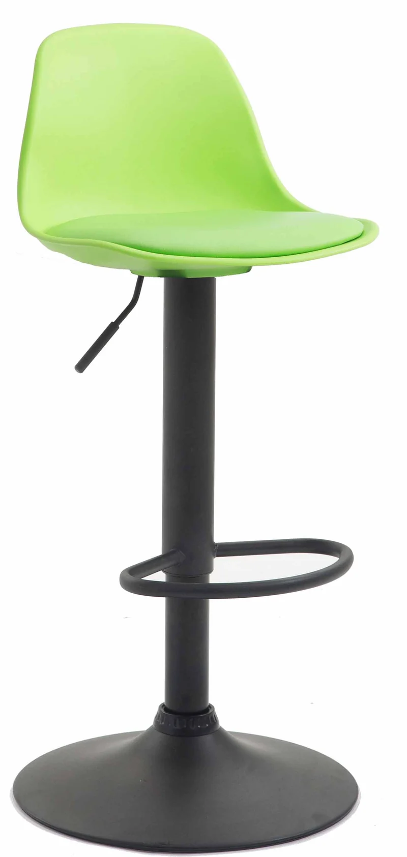 Tabouret de bar avec repose-pieds design moderne dossier en plastique et synthétique vert pieds noir mat 10_0000981