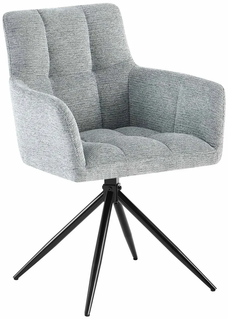 Chaise de salle à manger x1 moderne et confort mécanisme de rotation à 180° en tissu gris et métal 10_0007155