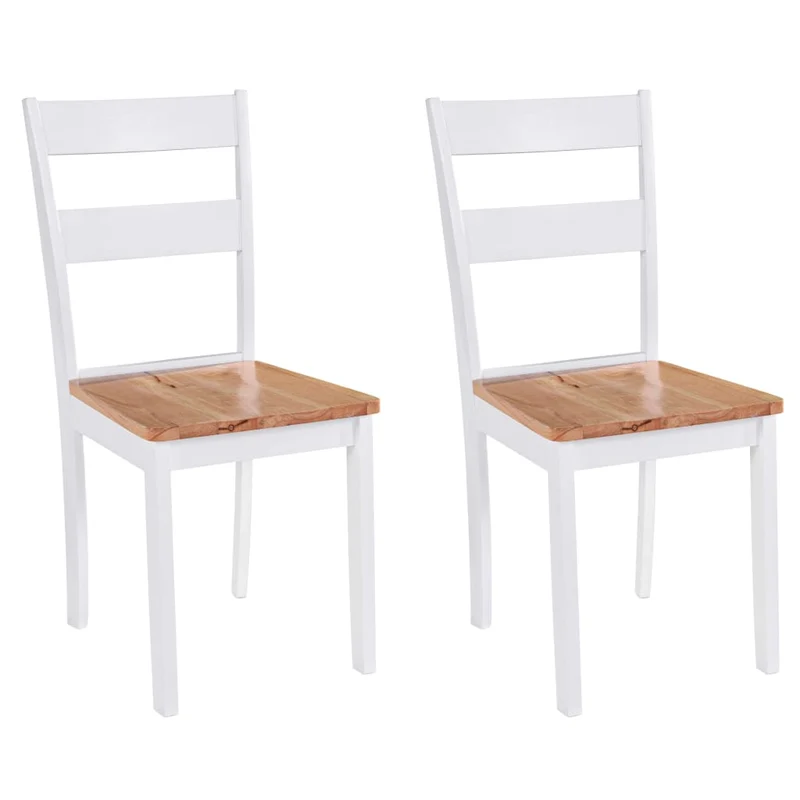 Lot de 2 chaises de salle à manger cuisine design classique bois d'hévéa massif blanc CDS020162