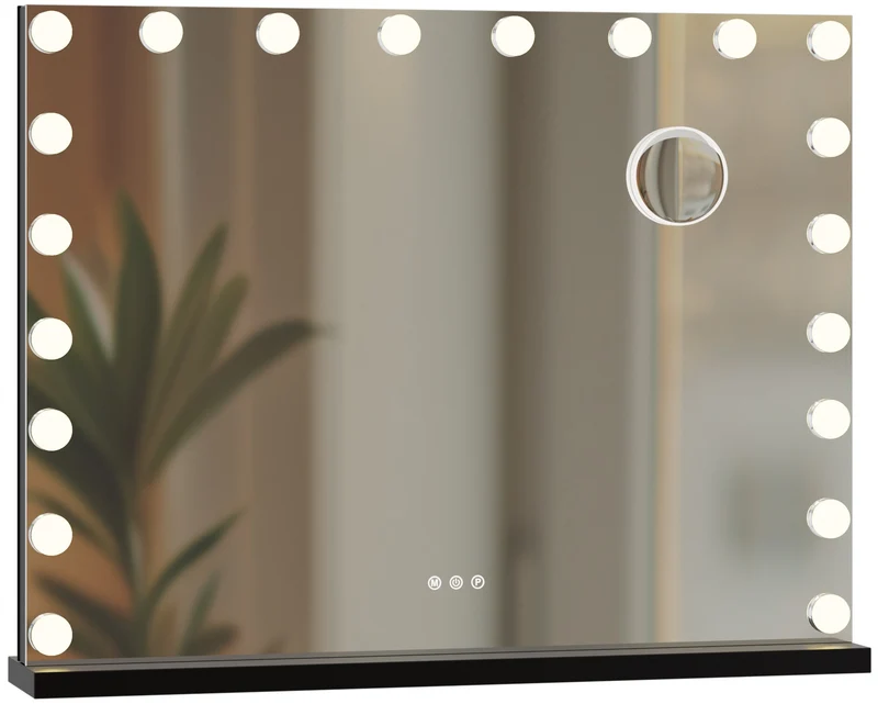 Miroir de maquillage LED avec éclairage réglable miroir grossissant x10 et ports USB 10_0008959