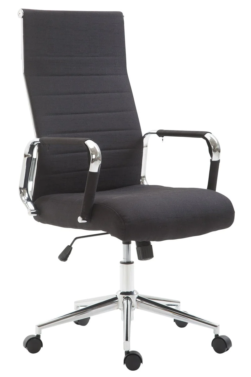Fauteuil de bureau en tissu noir avec assise rembourrée pivotant BUR10232