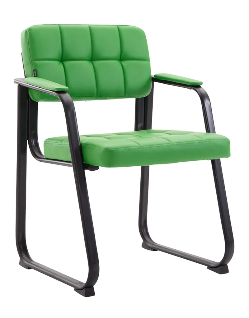 Chaise visiteur fauteuil de bureau sans roulette synthétique vert BUR10227