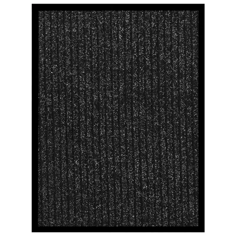 Paillasson rayé 40 x 60 cm feutre aiguilleté anthracite et vinyle antidérapant DEC040635