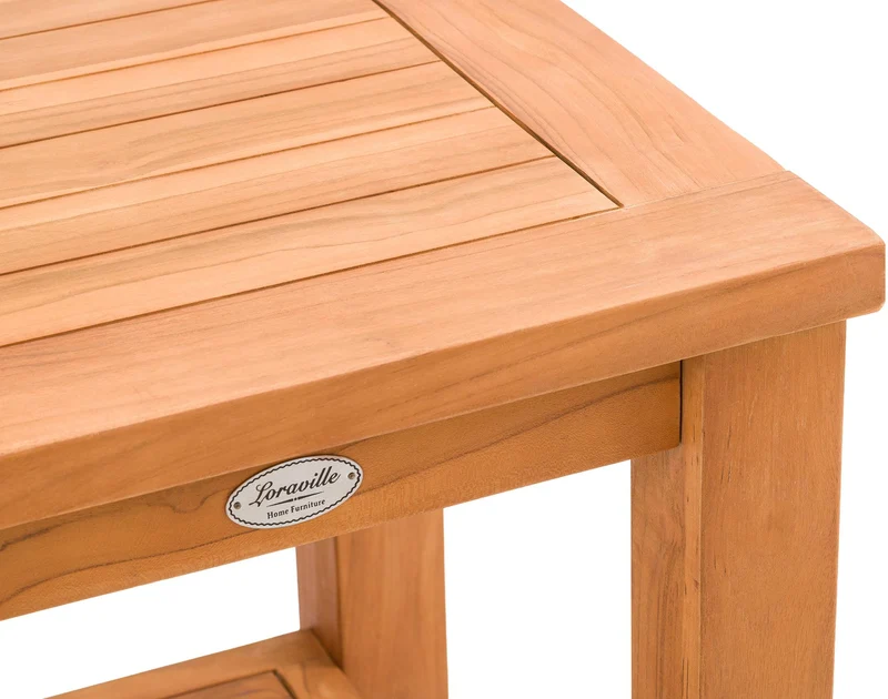 Table d'appoint table de jardin avec étagère 43x51x39 cm en bois de teck massif 10_0009131