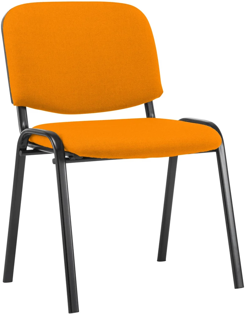 Chaise visiteur empilable zone d'attente en tissu orange piètement à 4 pieds en métal noir 10_0008403