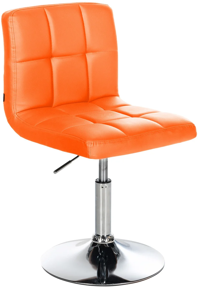 Chaise de salle à manger x1 hauteur réglable design moderne couture décorative en PVC orange piètement en métal 10_0005501