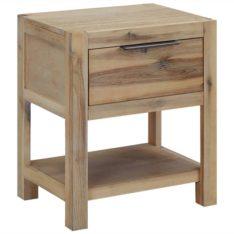 Table de chevet avec tiroir et étagère 40 x 30 x 48 cm bois d'acacia solide DEC033285