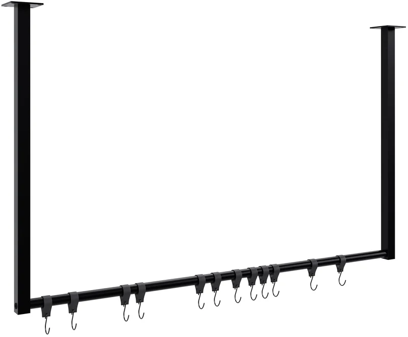 Tringle à vêtements suspendue porte-manteau avec 12 patères 100x60 cm acier thermolaqué noir 10_0009007
