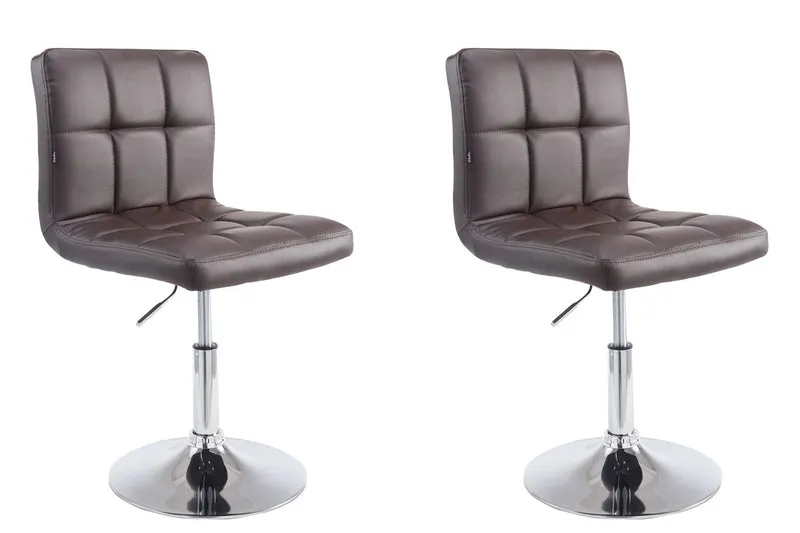 Lot de 2 chaises de salle à manger style moderne et design en synthétique marron hauteur réglable pivotant pieds en métal 10_CDS10088