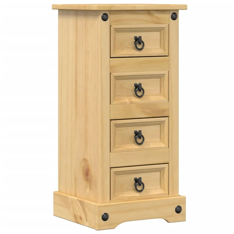 Table de chevet avec 4 tiroirs 35 x 32,5 x 74 cm bois de pin massif DEC033901