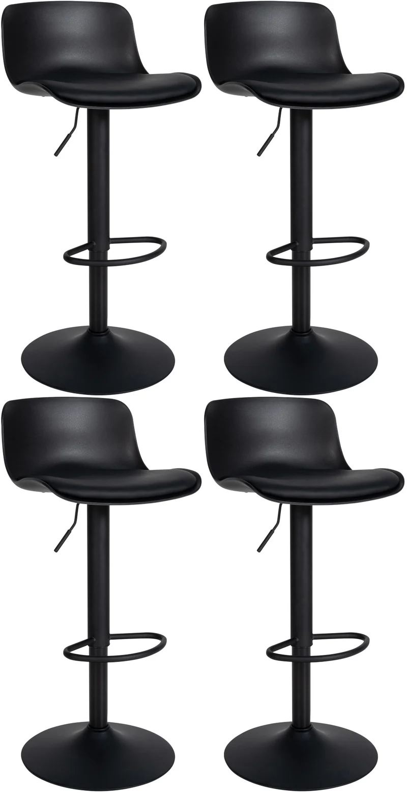 Lot de 4 tabourets de bar hauteur réglable et siège pivotant avec siège en plastique et PVC noir métal noir 10_0004493
