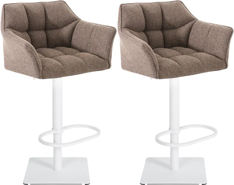 Tabourets de bar x2 réglable en PVC orange assise enveloppante capitonnée avec base carrée métal blanc 10_0006840