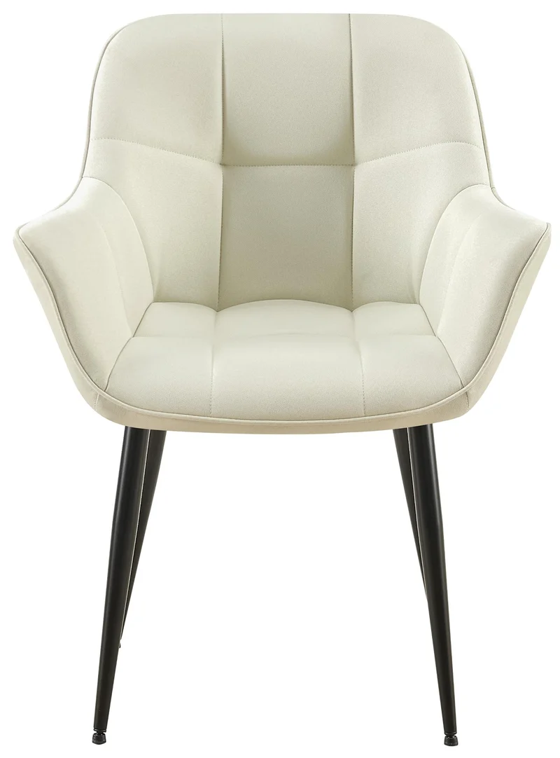 Chaise avec accoudoirs en tissu matelassé crème structure métallique noir confort premium 10_0007516