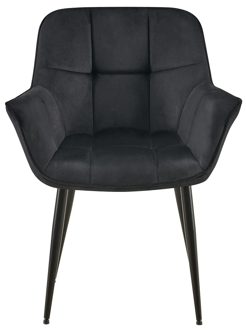 Chaise avec accoudoirs en velours matelassé noir structure métallique noir confort premium 10_0007447