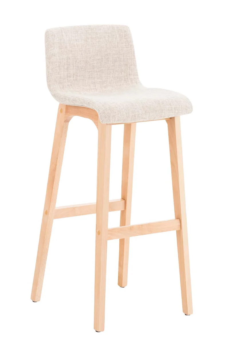 Tabouret de bar x1 avec repose-pieds structure de 4 pieds en bois assise en tissu crème 10_0004972