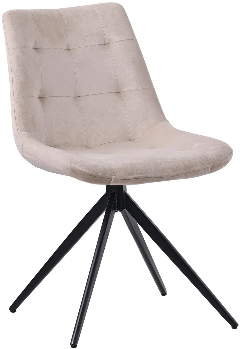 Chaise contemporaine pivotante avec pieds croisés en métal noir et assise en velours crème 10_0007482