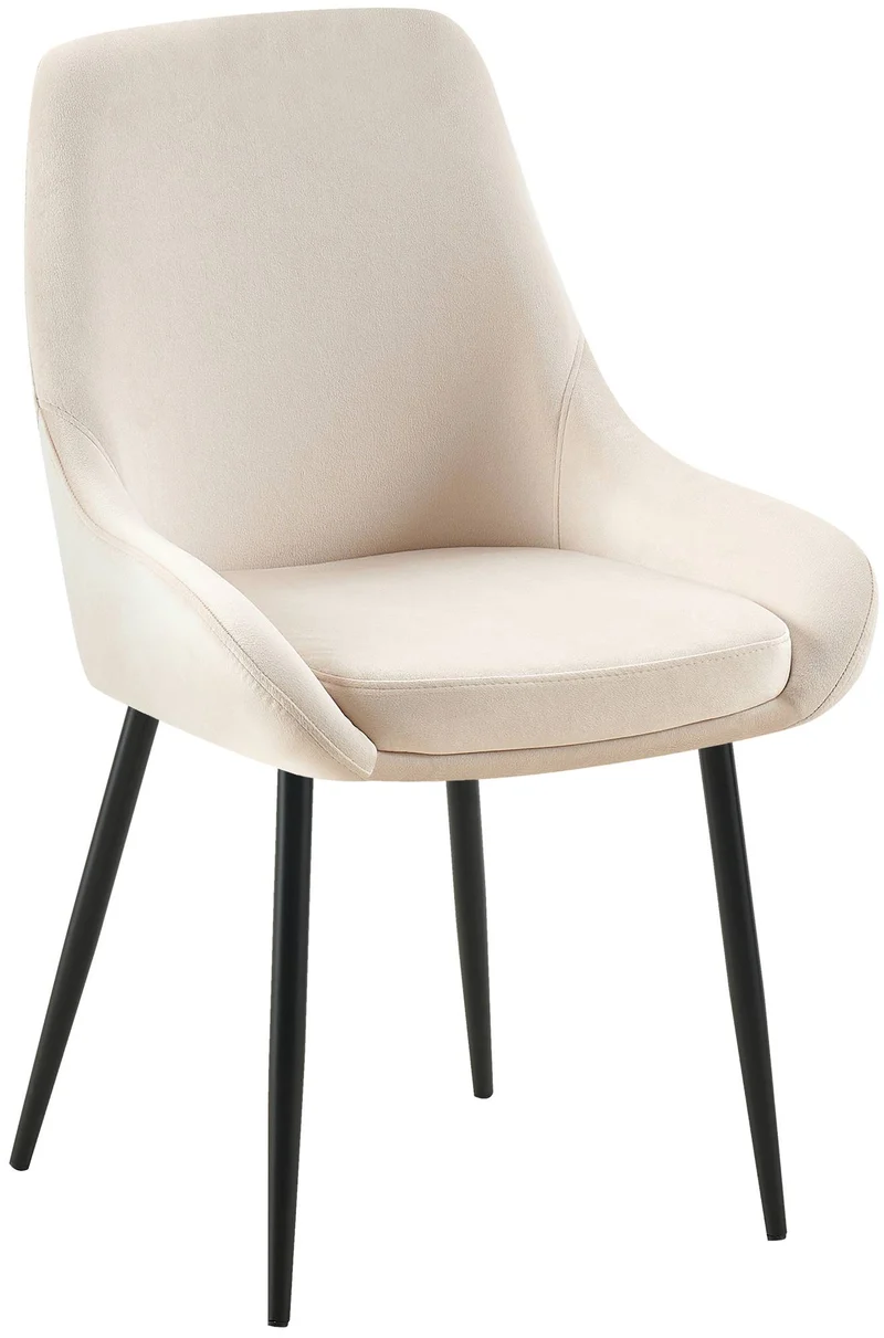 Chaise de salle à manger x1 élégance confort design moderne en velours crème structure métallique noir 10_0007547