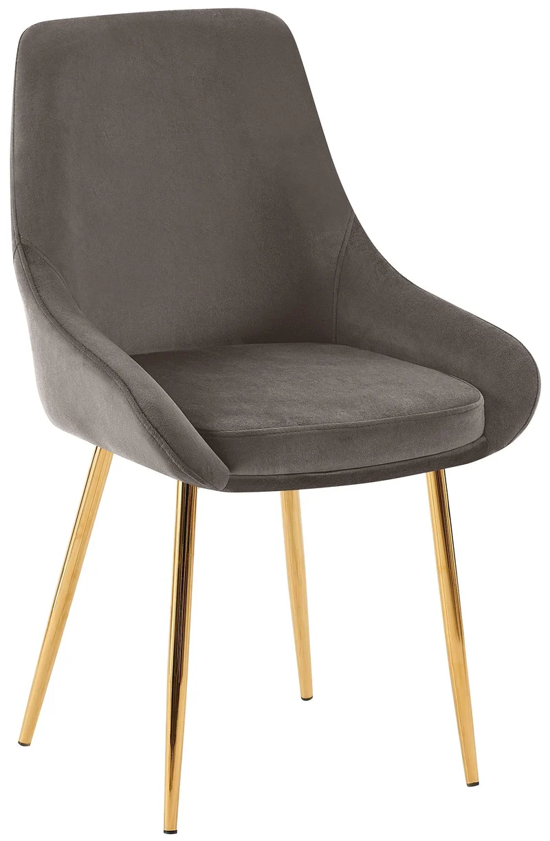 Chaise de salle à manger x1 élégance confort design moderne en velours anthracite structure métallique doré 10_0007369