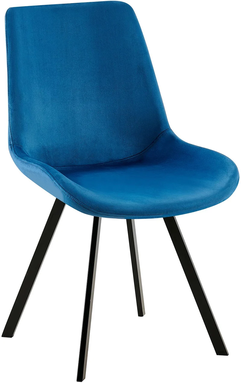 Chaise de salle à manger x1 pivotant à 360 degrés en velours bleu cadre en métal noir 10_0007364