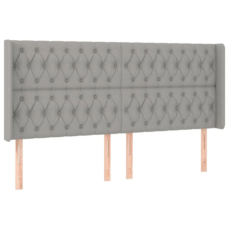 Tête de lit accessoire couchage chambre à coucher meuble à LED 203 x 16 x 118/128 cm tissu gris clair TDL0201302