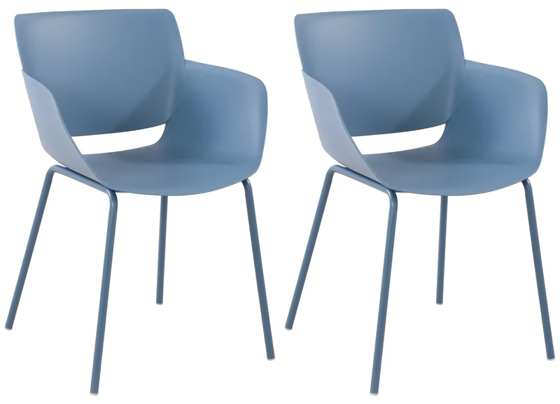 Lot de 2 chaises pour intérieur ou extérieur en plastique couleur bleu en acier thermolaqué 10_0007309