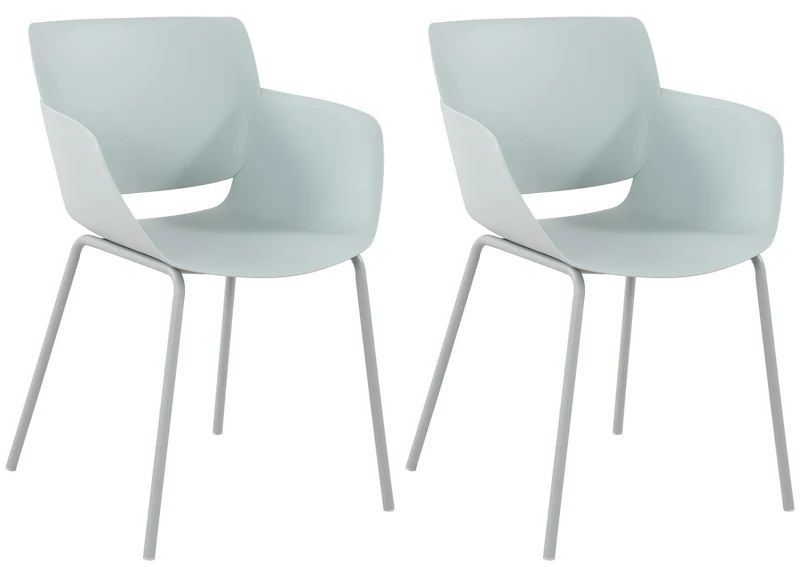Lot de 2 chaises pour intérieur ou extérieur en plastique couleur turquoise en acier thermolaqué 10_0007304