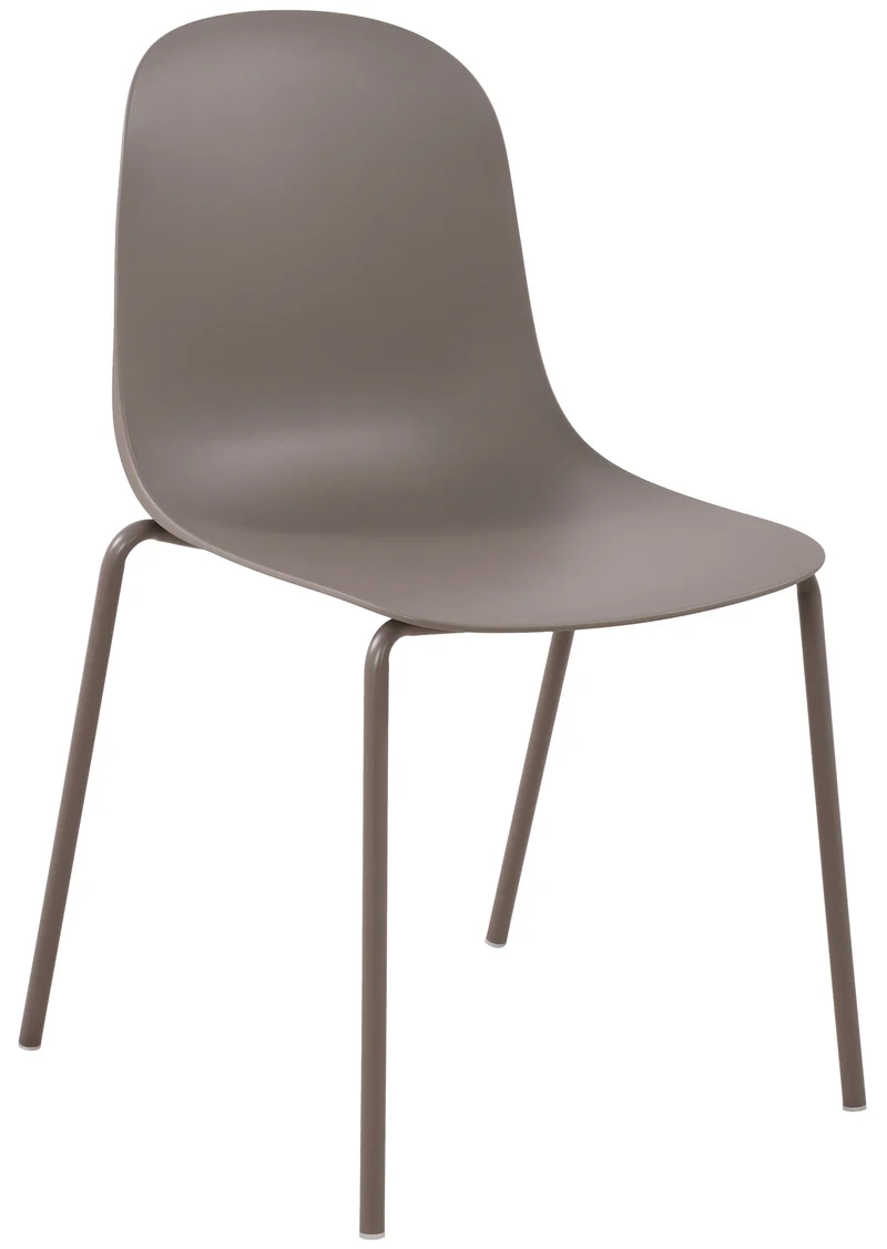 Chaise de jardin x1 en plastique taupe et cadre robuste à quatre pieds en acier 10_0007610