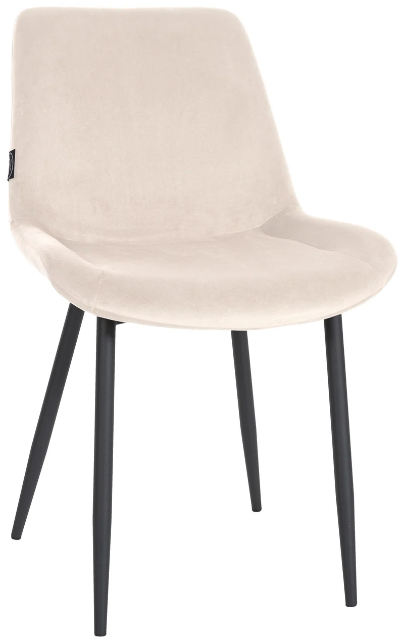 Chaise de salle à manger x1 design moderne et confortable en velours crème et métal noir mat 10_0007233