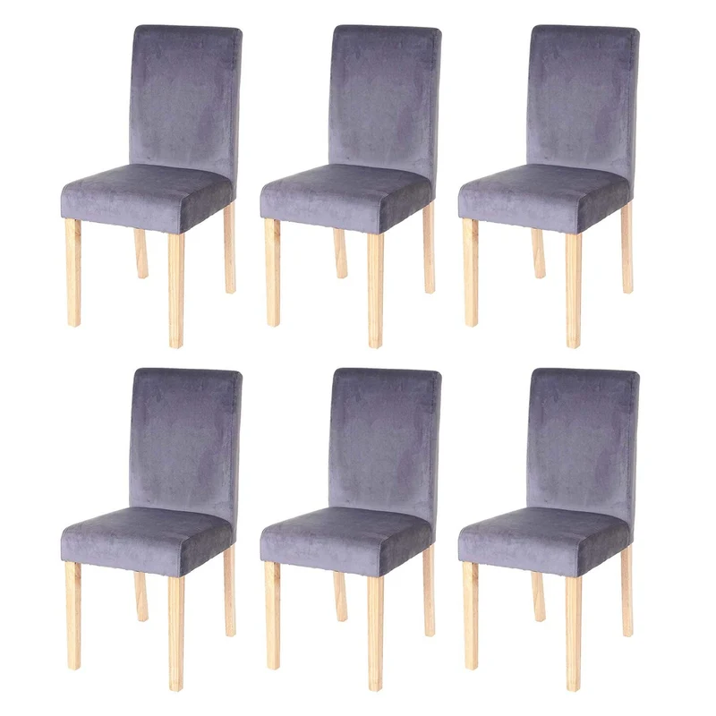 Lot de 6 chaises de salle à manger / cuisine en tissu velours gris CDS04610