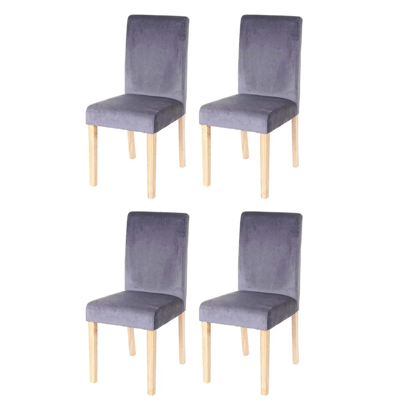 Lot de 4 chaises de salle à manger / cuisine en tissu velours gris CDS04510