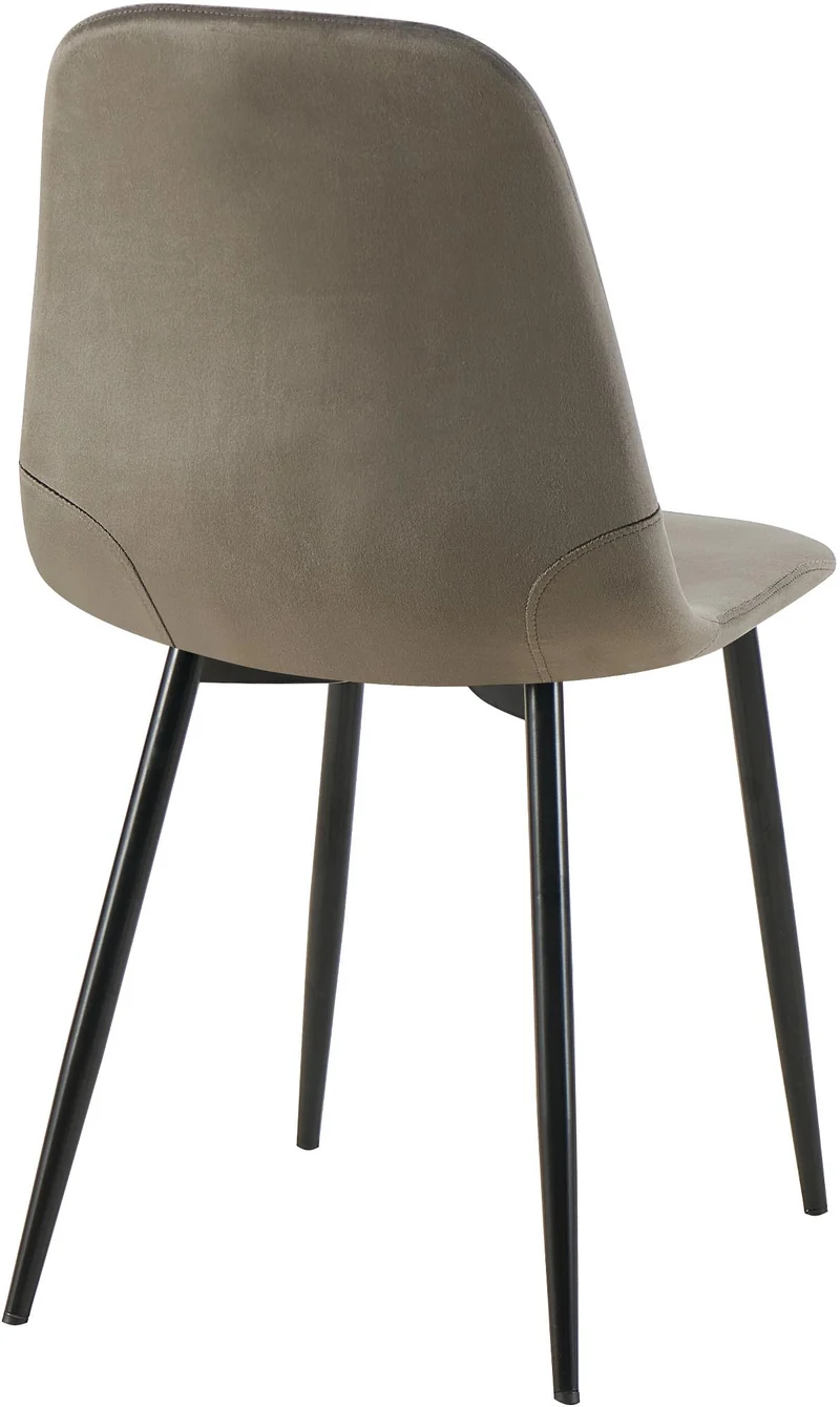 Chaise de salle à manger x1 design moderne coutures verticales velours anthracite et pieds en métal noir 10_0007548