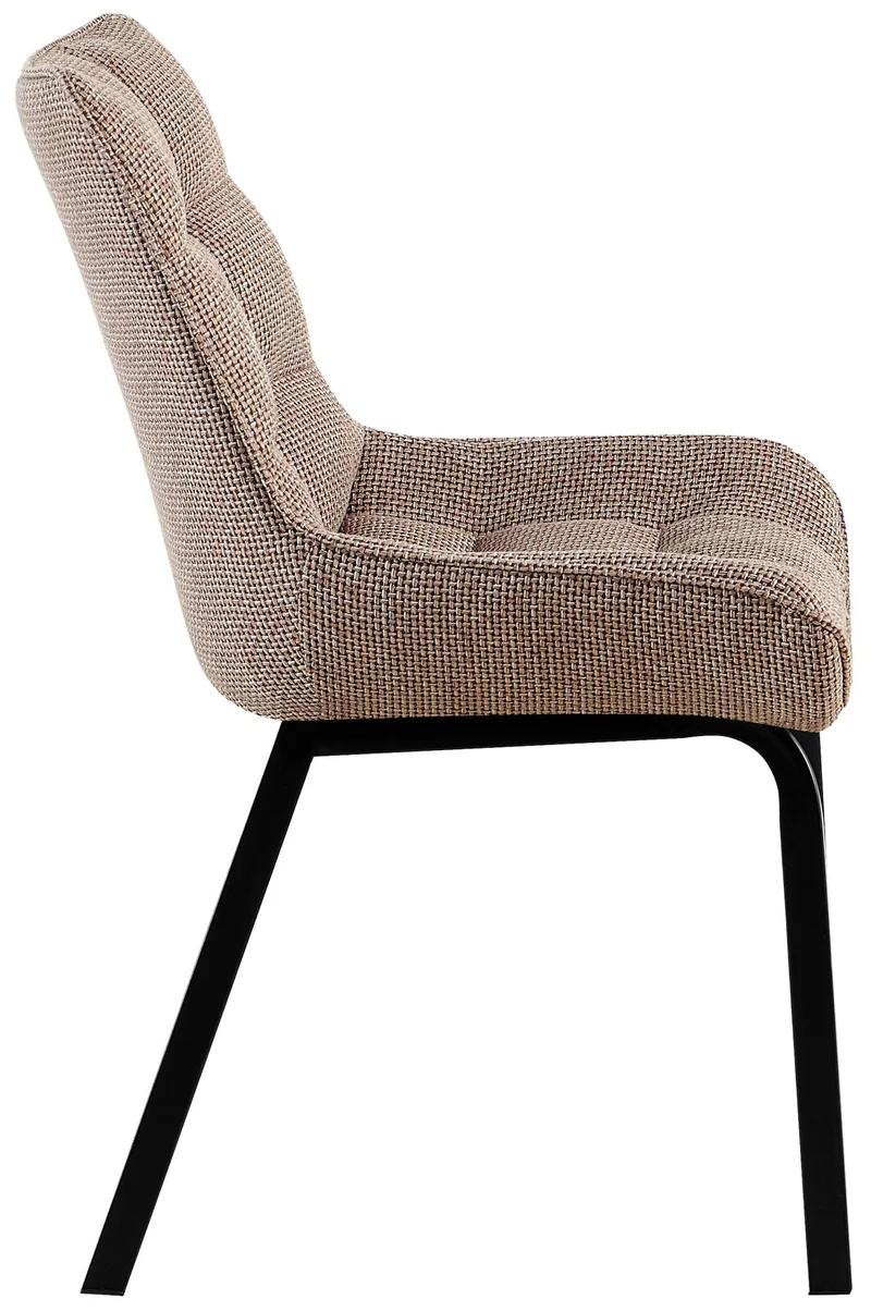 Lot de 2 chaises de salle à manger en tissu marron terre généreusement rembourrée piètement en métal noir 10_0007851