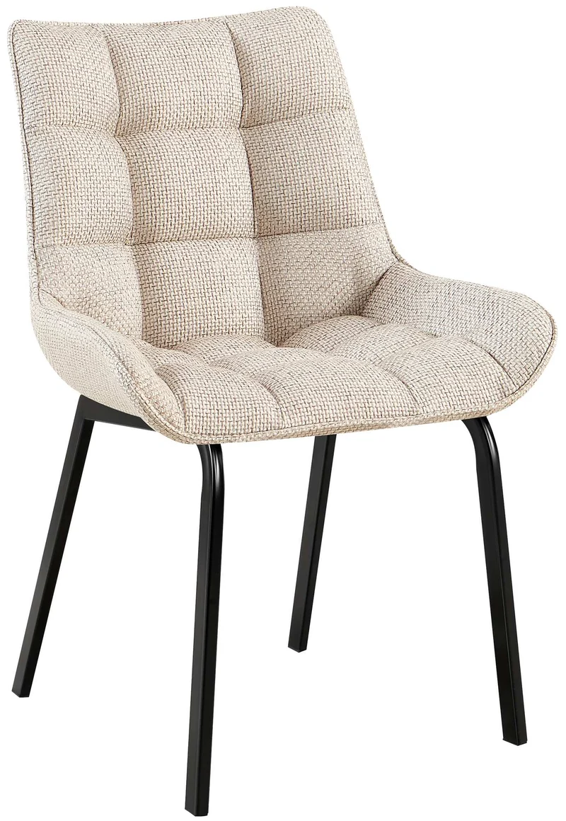 Chaise de salle à manger x1 en tissu crème généreusement rembourrée piètement en métal noir 10_0007464