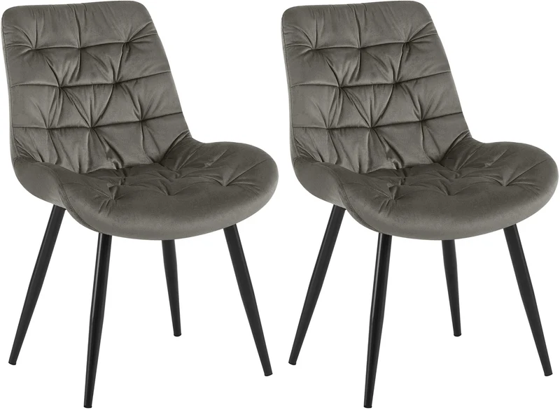 Chaises de salle à manger x2 en velours anthracite cadre en métal noir confort & élégance intemporelle 10_0007445