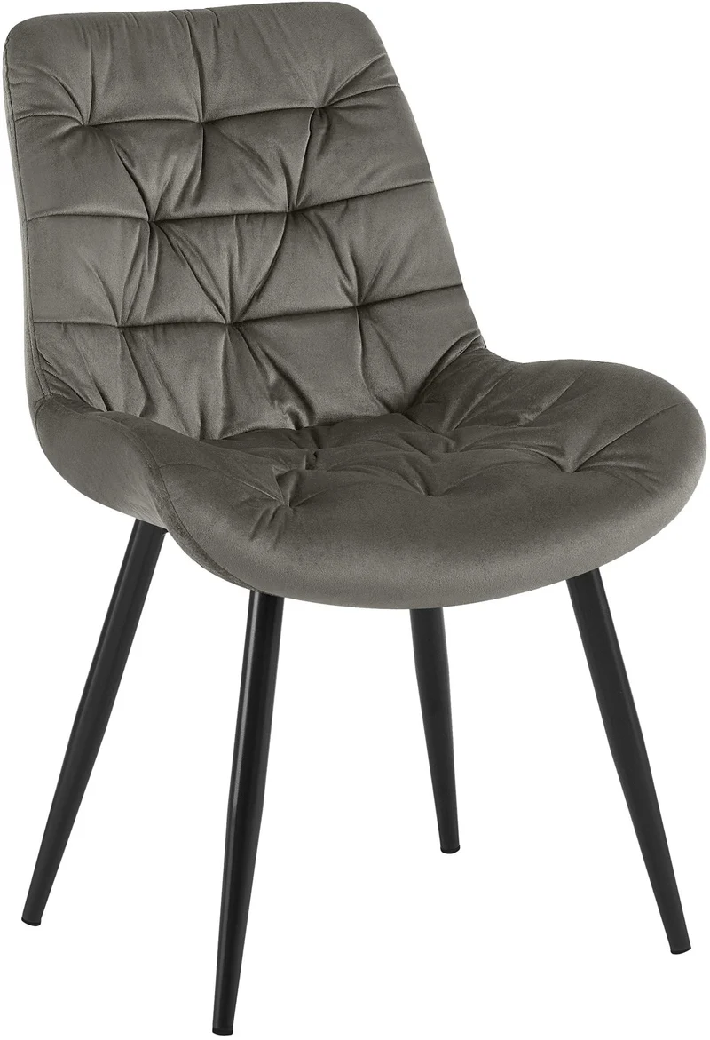 Chaise de salle à manger x1 en velours anthracite cadre en métal noir confort & élégance intemporelle 10_0007229