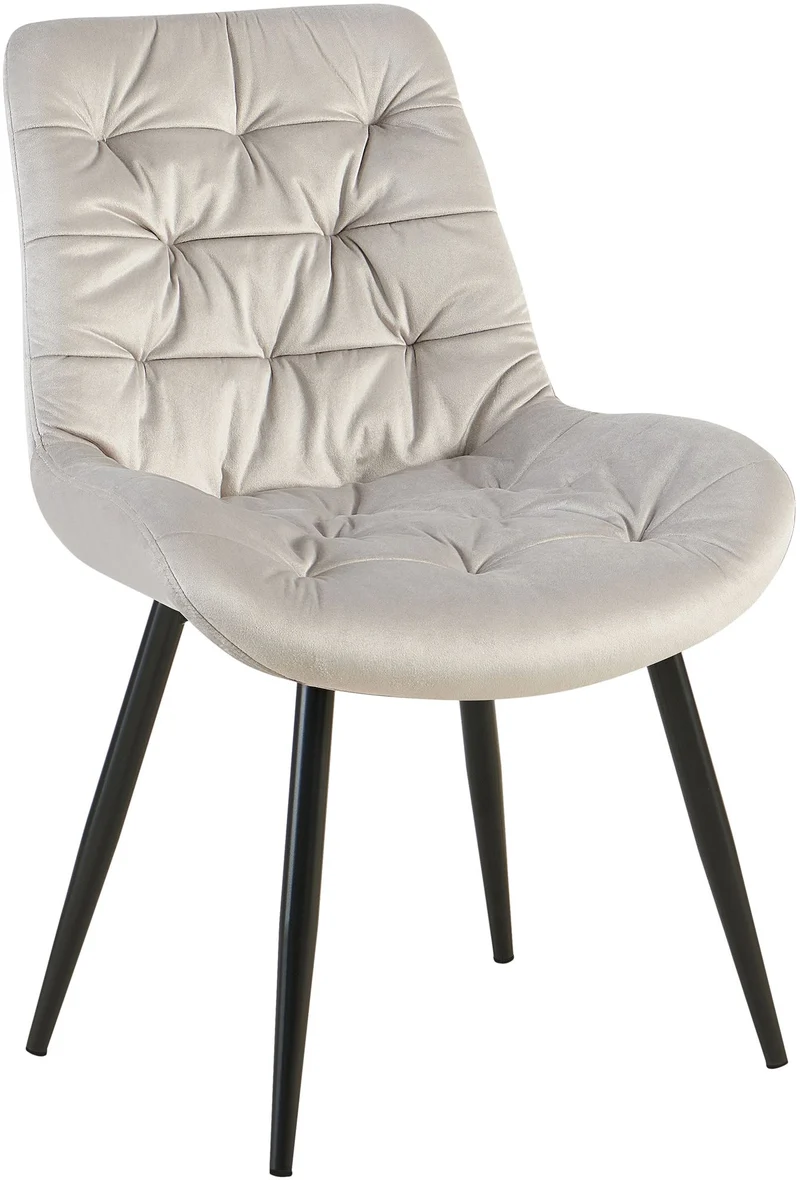 Chaise de salle à manger x1 en velours gris cadre en métal noir confort & élégance intemporelle 10_0007227