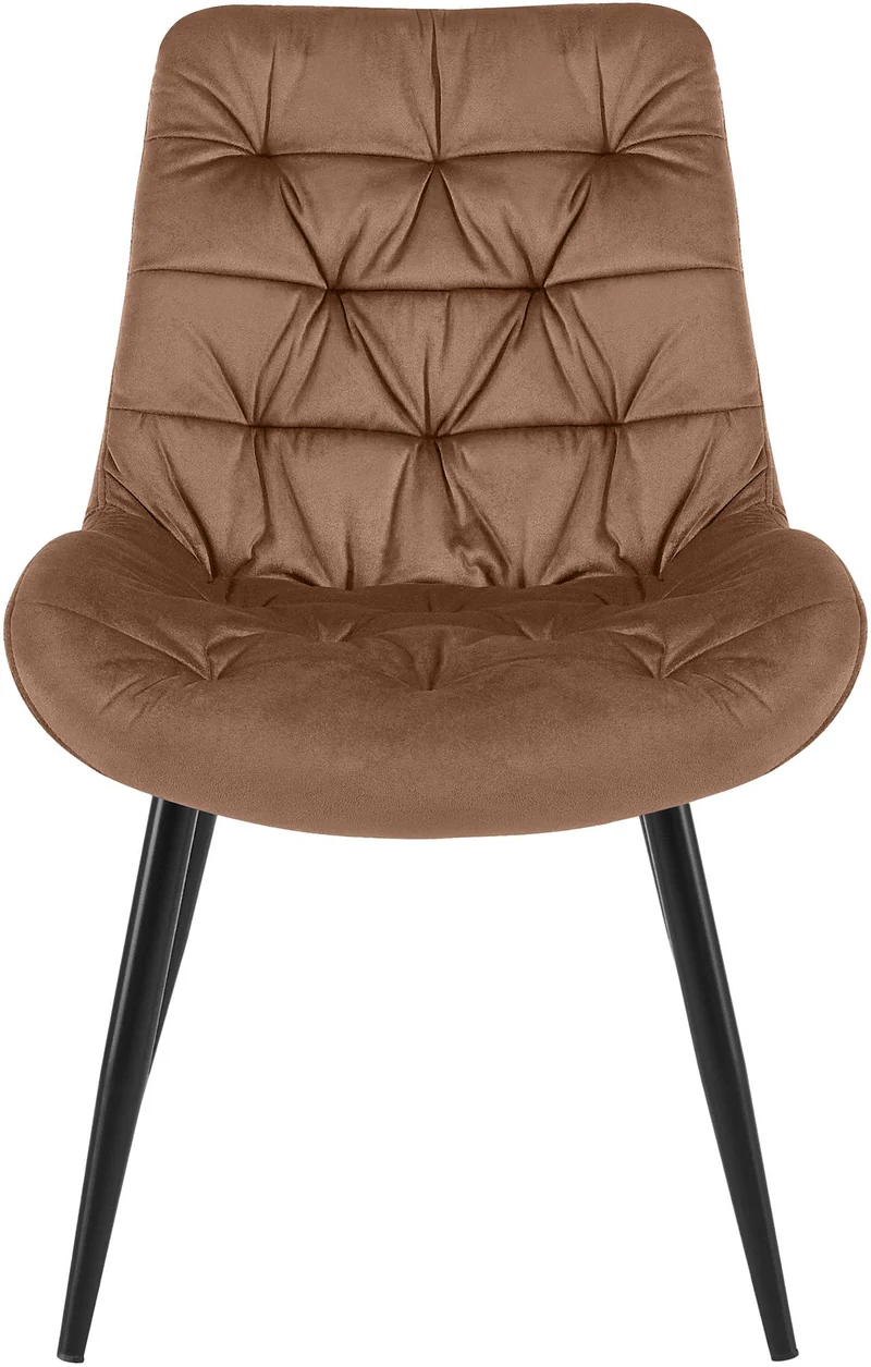 Chaise de salle à manger x1 en velours marron cadre en métal noir confort & élégance intemporelle 10_0007225