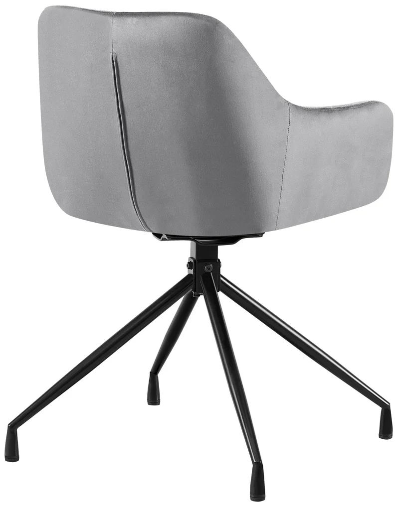 Lot de 2 fauteuils en velours gris foncé à piétement étoile en métal noir – Chaise style contemporain 10_0007572