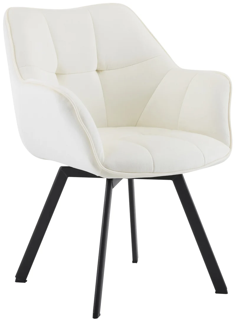 Chaise de salle à manger x1 assise pivotante confortable en velours crème et métal noir 10_0007474