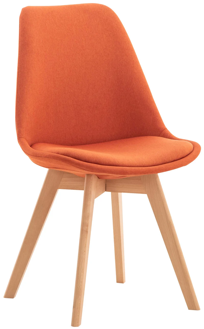 Chaise de salle à manger x1 design scandinave en tissu orange et pieds en bois clair 10_0007295