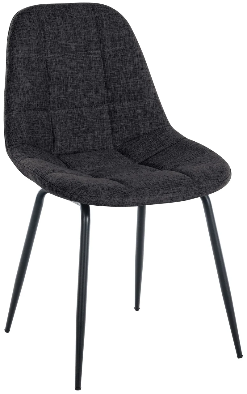 Chaise de salle à manger x1 surpiqûres décoratives en tissu noir piètement en métal 10_0007418