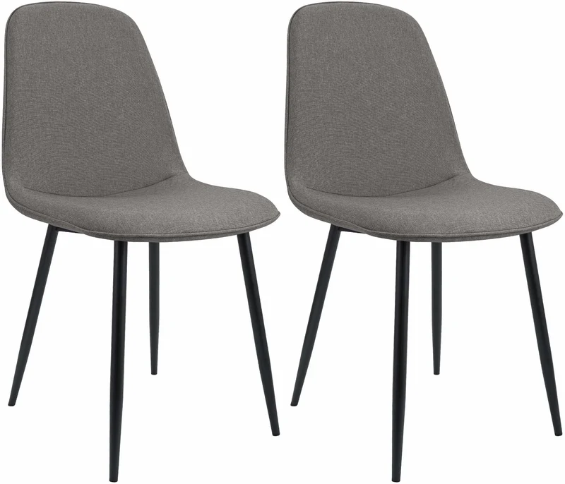 Lot de 2 chaises de salle à manger élégantes et minimalistes en tissu gris clair cadre en métal noir 10_0007774